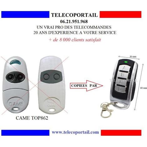 Télécommande copieuse multifréquence - CAME TOP862 - 4 canaux - 280–880 MHz - Rouge (1/2)
