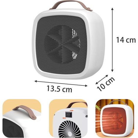 Riscaldatore portatile con ventola, mini riscaldatore elettrico portatile in ceramica PTC con controllo intelligente della temperatura 500 W, (bianco) (1/4)