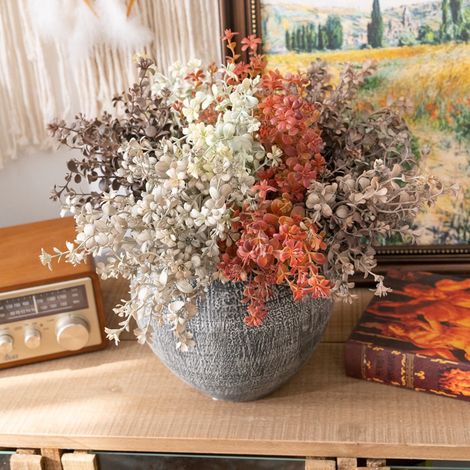 Fleurs Artificielles - Plantes Vertes Simulées - Tiges Longues - Décoration Jardin Intérieur Extérieur - Bouquet 38 cm - 1 Pièce (1/5)