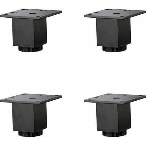 4 Pièces(5cm/2in) Pieds de Meubles en Alliage D'aluminium Réglables en Hauteur,Pieds de Table Basse de Canapé,Pieds D'armoire de Salle de Bain de Lavabo,5-40cm,Noir Mat,avec Vis (1/5)