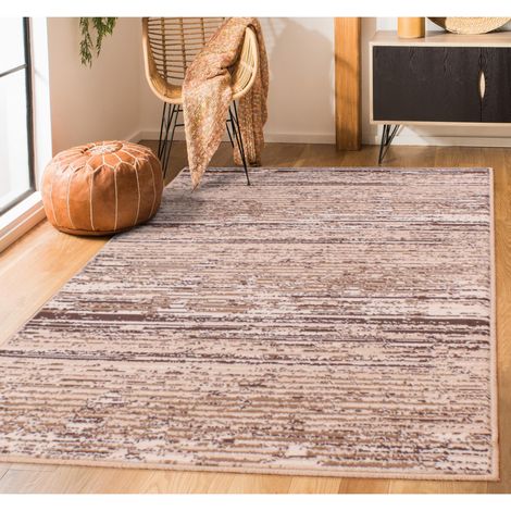 Modern Poly Blizzard Abstract Stripes Ivory Rug Floor Mat Carpet Small 80 x 150 cm (2'6"x5'0") (1/4)