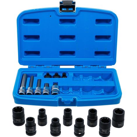 BGS  Llave  de  vaso  para  pinzas  de  freno  y  juego  de  puntas,  17  piezas.  -  74283 (1/4)
