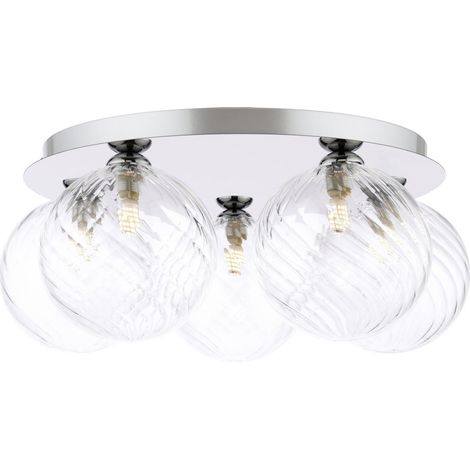 Dar Foley Plafonnier Foley à 5 lumières en chrome poli avec verre fermé (1/2)
