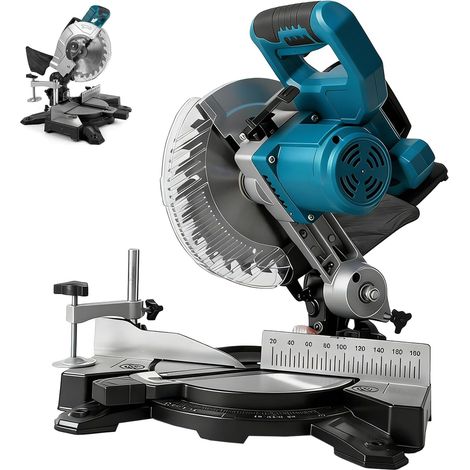 Kapp and Mitre Saw for Makita 18 V Battery, Professional Mitre Saw Metal Mitre Saw, Table Top Made of Die-Cast Aluminium, 0-45° Bevel Cuts, Diameter 210 mm Saw Blade (Without Battery) (1/5)