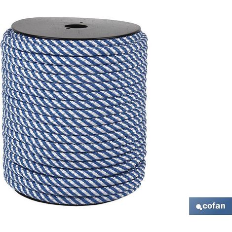 Bobine De Corde Hélicoïdale 14mm 50 M.blanc/Bleu (1/2)