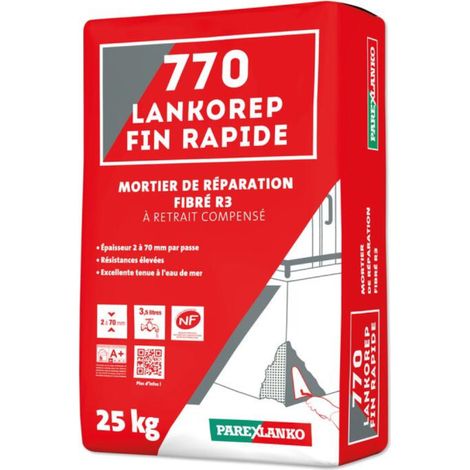 Mortier réparation fibré R3 PAREXLANKO 770 Lankorep Fin Rapide - 25kg
