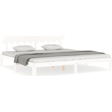 Lit double Lit adulte Cadre de lit sans matelas blanc 200x200 cm bois massif de pin (1/5)