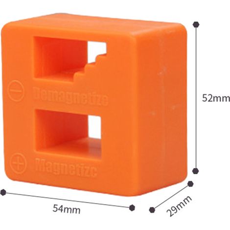 2-in-1 Magnetisierungs-/Entmagnetisierungsblock, Magnetisierungswerkzeug für Schraubendreherbits und Metallteile, Zubehör, Orange (1/5)