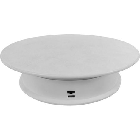 Présentoir rotatif électrique, plateau tournant à 360° à double vitesse pour bijoux, montres, figurines, cosmétiques, photographie, vente au détail (floqué blanc) (1/5)