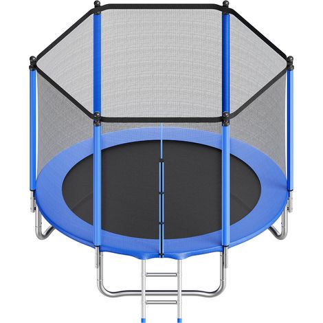 Mophorn Outdoor-Bodentrampolin 244 x 244 cm mit Sicherheitsnetz und stabilem Stahlrahmen, ASTM-zertifiziert, belastbar bis 120 kg, Gartentrampolin für Kinder (1/5)