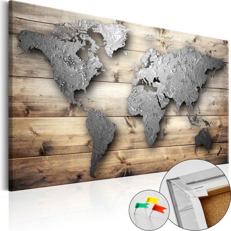 Paris Prix – Tableau en liège carte du monde – Dimensions 40 x 60 cm – Épaisseur 3 mm – Protection UV – Montage mural facile (1/2)