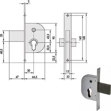 Serrure d'insertion en fer 42212-30-0 Cisa
