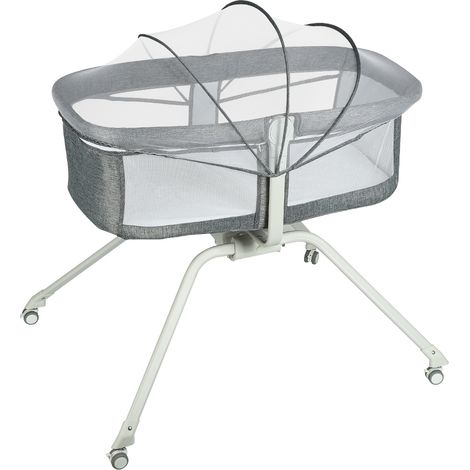 Lit bébé 3 en 1 avec Fonction de Berceau, lit Parapluie bébé avec Matelas, de 0 à 12kg, auvent, moustiquaire, Pliable, réglage de l'inclinaison, lit bébé Pliant léger (1/5)