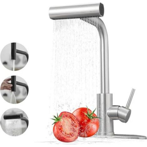 Robinet de cuisine avec douchette extractible G1/2, argenté — (1/5)