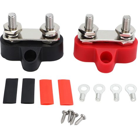 Bloc de distribution de jonction de puissance négative positive, barre omnibus à 2 goujons, terminal robuste pour voitures, camping-cars, VTT, navires M6 (1/4 po) (1/5)
