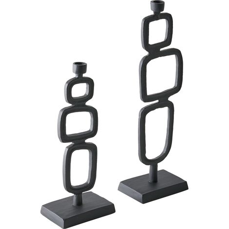 Kerzenständer 2er Set SIPANJE Metall 35/48 cm Schwarz