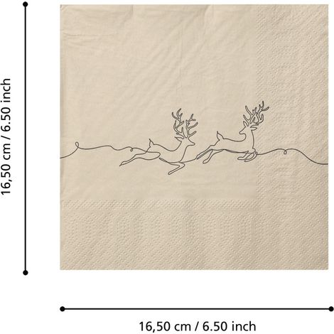 Eglo Servietten Hirsche Pasig beige 16,5 x 16,5 cm - 20er Pack Servietten