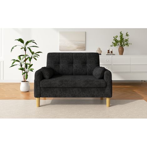 Sofá de 2 plazas (119x78x85 cm), compacto para espacios pequeños, con respaldo alto, chenilla gris (1/5)