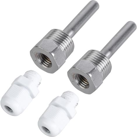 Lot de 2 manchons d'immersion en acier inoxydable pour capteurs de température 1/2" 8 x 50 mm