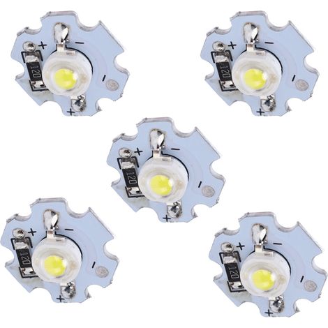 Lot de 25 LED haute puissance 0,5 W 5 V avec plaque en aluminium, lumière blanche : 6000-6500 K (1/5)