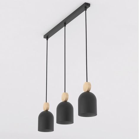 Lampada a sospensione Mesi in acciaio nero opaco