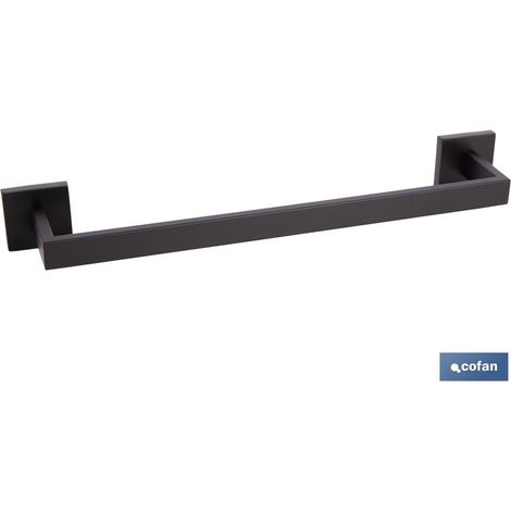 Porte-serviettes en acier noir mat au design carré Gamme Faial 45 x 8 x 5,5 cm (1/4)