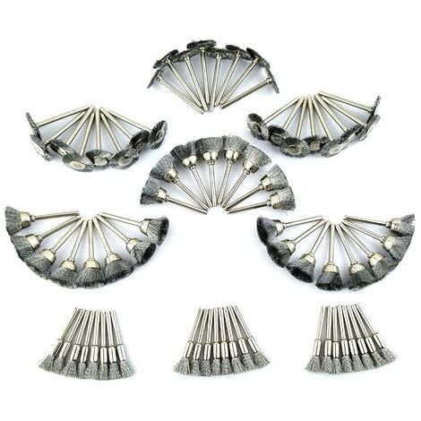 Brosses métalliques en acier de polissage pour Dremel – Lot de 45 pièces – Brosses couronnes, boisseau et pinceau – Pour nettoyage et polissage de métaux (1/5)