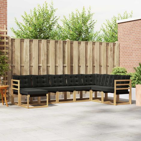 vidaXL Outdoor-Sofagarnitur mit Kissen 8 pcs Weiß und Schwarz (1/5)