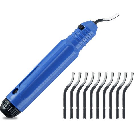 Hochwertiges 11-teiliges Entgratungswerkzeug-Set – Robuster Griff mit 10 rotierenden Klingen zum Entgraten von Metall, Kunststoff und Holz inklusive kompaktem Aufbewahrungskoffer (1/5)