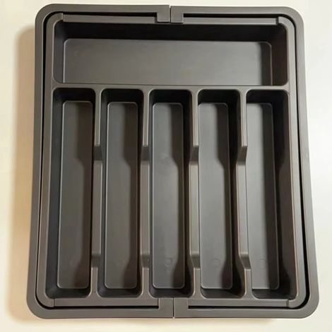 Ceruzo Verstellbarer Besteckkasten – Erweiterbar von 6 auf 8 Fächer – 33–57 x 38 x 5,5 cm – Organizer – Schwarz