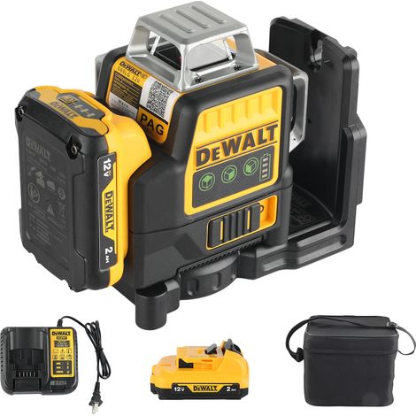 Dewalt Niveau laser 12 lignes vert 360°, Portée 30m, Précision ±1mm/10m, Livré avec batterie et chargeur