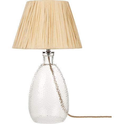 Lámpara de mesa de vidrio transparente natural 54 cm pantalla papel Blanco