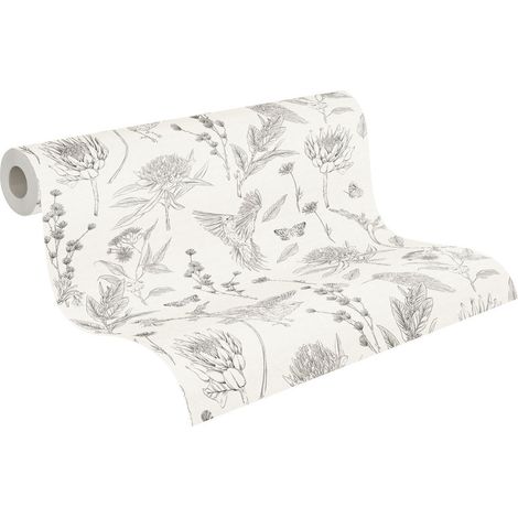 papier peint fleurs blanc et noir - Livingwalls (1/5)