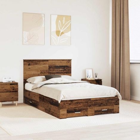 Cadre de lit-Structure de lit Bois ancien 120 x 190 cm Bois d'ingénierie 634836 (1/5)