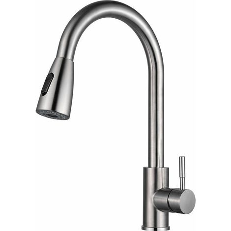 Kitchen Faucet, High Arc Sink Faucet with Pull Out Spray, 360° Rotatable Stainless Steel Mixer Tap with 3 Spray Modes (1/5)