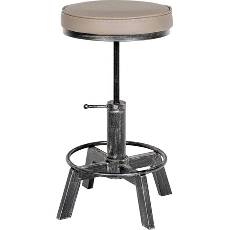 Taburete Destin en polipiel ajustable en altura Plateado antiguo (1/5)