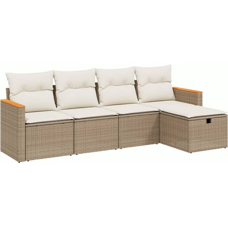 Set Divano da Giardino 5 pz con Cuscini Beige in Polyrattan vidaXL (1/4)