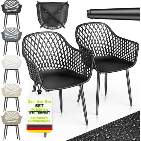 tillvex® Gartenstuhl 6er Set Wetterfest mit Armlehne Beige  Outdoor Stühle bis 120kg belastbar  Gartenstühle UV-beständig  Terrassenstuhl Gartenmöbel Terrasse Balkon Outdoor Garten (1/5)