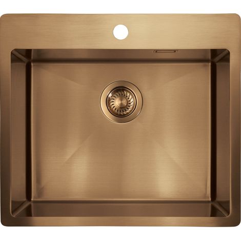 Lavello cucina in acciaio inox PVD Bronzo 55 x 50 cm finitura spazzolato Deante OLFATO ZPOC10B  Bronzo (1/3)