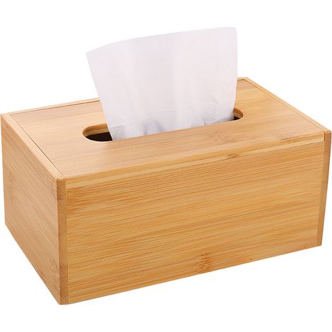 Caja de pañuelos con base, madera, beige, 24 x 12 x 8,5 cm