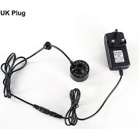 Cadeaux pour Halloween- UK Plug Party Mist Maker Ultrasonic Water Pond Fountain Fogger With 12 LED Light Flashes For Fish Tank Vase Birdbath Decor (1/5)