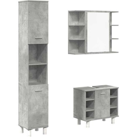 Maison Exclusive - 3-tlg. Badmöbel-Set Betongrau Holzwerkstoff
