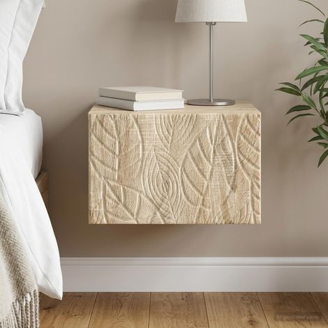 Table de chevet murale avec tiroir en bois d’ingénierie chêne Sonoma 49 x 34,5 x 20 cm, 9.44kg - PANGIVO (1/5)