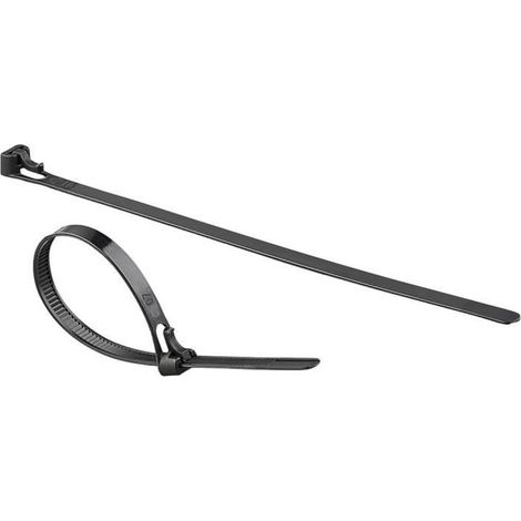 Colliers de serrage - AGT - 200 x 7,6 mm - lot de 100 - noir - réutilisables (1/2)