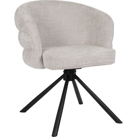 ALBANE - Lot de 2 chaises pivotantes en tissu beige pieds en métal noir (1/5)