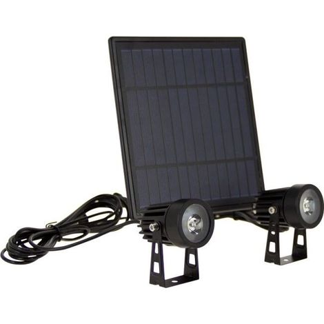 Spot LED extérieur solaire – Piquet double tête – 450 Lumens – IP44 – Éclairage de jardin, allée ou massif floral