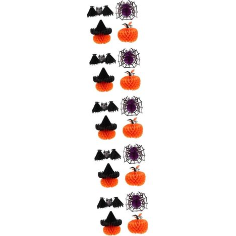 5 Ensembles Araignée en Papier Nid d'abeille Décor Halloween Paillasson 4 Pièces  5 (1/5)