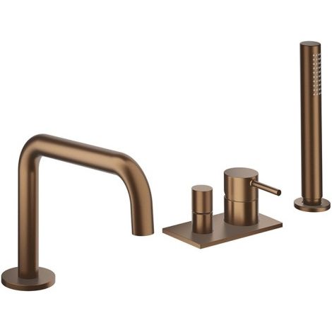 Mitigeur bain-douche 4 trous sur gorge Phi Or Rose Brossé PVD - CRISTINA ONDYNA PH18134P