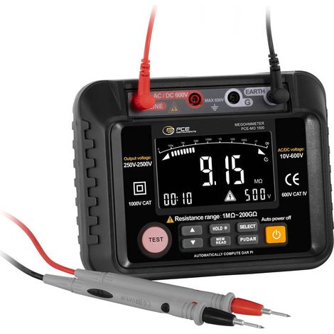 PCE Instruments PCE-MO 1500 Appareil de mesure de l'isolation, Ohmmètre 2500 GΩ (1/4)