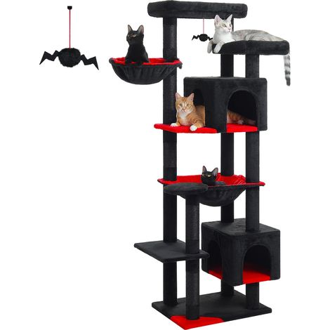 Grand arbre à chat pour chats d'intérieur, grande tour pour chat avec hamac super grand, arbre d'escalade pour chat avec postes à gratter, maison de condo noire (1/5)